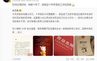 王化晒入职小米10周年纪念：雷军亲自感谢 ！