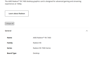 入门RDNA3显卡迎新品！AMD悄然推出RX 7400：8GB显存、55W功耗 ！