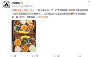 “鸿蒙大酒店”火爆出圈 官微：欢迎车主朋友回家吃饭 !