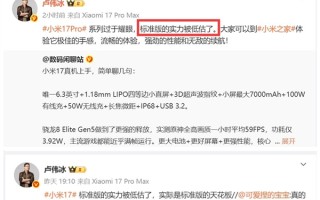 小米17破今年国产手机首销纪录 卢伟冰：标准版被低估了 !