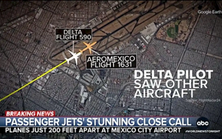 墨西哥一客机降落时差点与另一航班相撞 两机仅距60米 ！