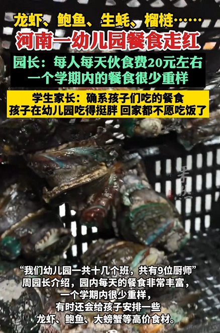一幼儿园餐食走红 一天20元能吃到鲍鱼、龙虾、海参 园长:成本超出预算 需幼儿园补贴 !-第1张图片-乍过网 一幼儿园餐食走红 一天20元能吃到鲍鱼、龙虾、海参 园长:成本超出预算 需幼儿园补贴 !-第1张图片-乍过网